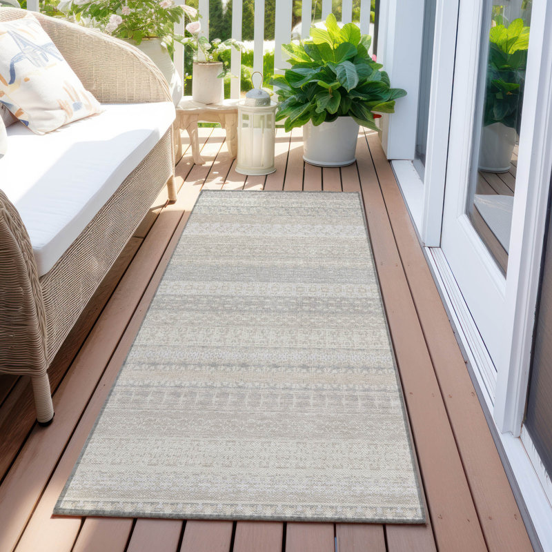 Jazlynn Washable Striped Indoor / Outdoor Rug, Runner 2'3" x 7'6"