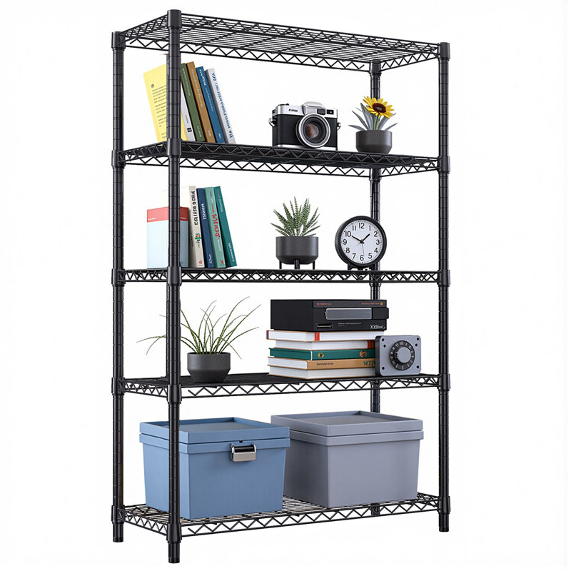 Étagère de rangement en acier 1750 lb Étagère utilitaire 5 niveaux, Noir