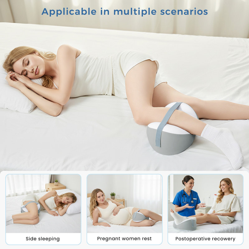 Oreiller de genou Owlprince pour dormeurs latéraux, coussin de positionnement des jambes en mousse à mémoire de forme rafraîchissant pour soulager la sciatique, les douleurs aux genoux, au dos, aux jambes et aux hanches, gris