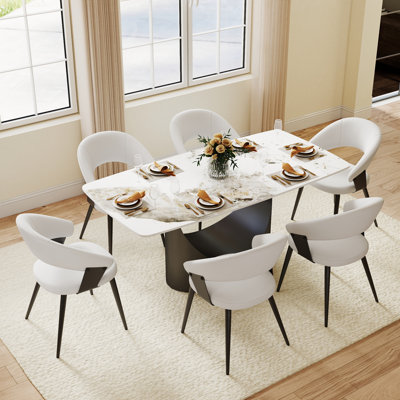 Aliyas 63" & 70.87" Stone Pedestal Dining Table
