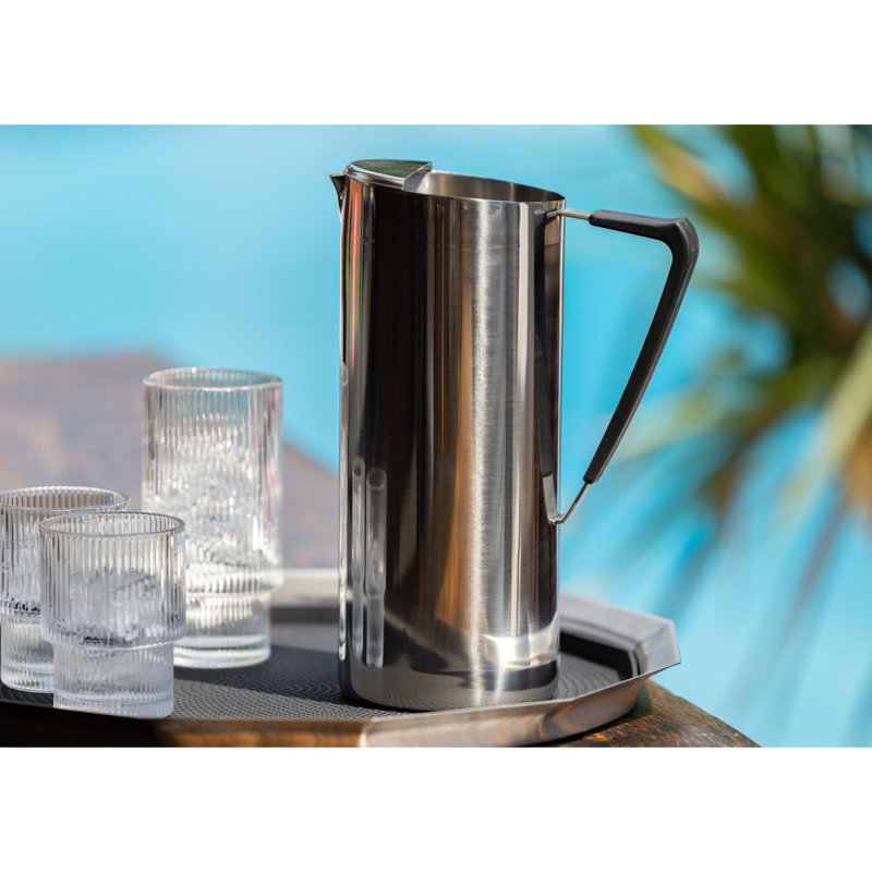 Carafe d'eau mince en acier inoxydable de 1,9 litre avec pare-glace, Argent argent, 64 oz
