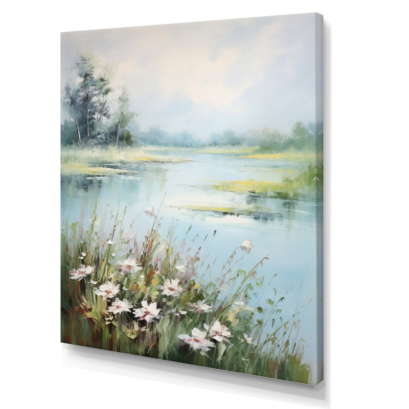 «Meadow Tranquil Waters III», art mural sur toile à motif floral, H 32 po x l 24 po x P 1 po, Toile tendue