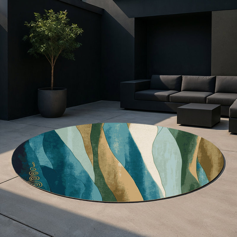 Luminous Pathways Indoor And Outdoor Area Rug, Round 5'