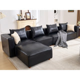 5-Piece 152.76” Wide Leather Upholstered Sectional Sofa