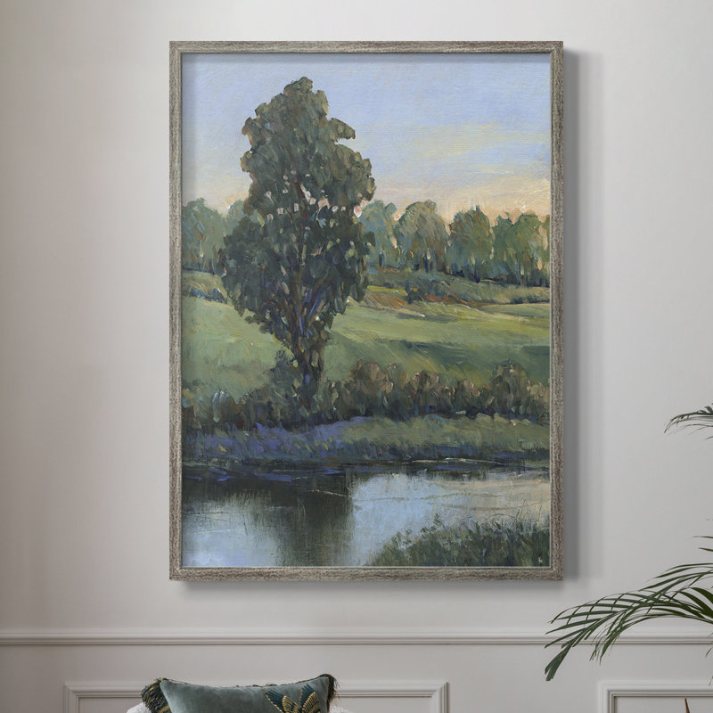 «Tree by the Riverbank II», reproduction encadrée - bois massif, H 15 po x l 12 po