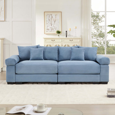 Canapé modulaire surdimensionné à 2 places avec accoudoirs extra larges en velours côtelé Corduroy Cloud, facile à assembler pour les salons, les chambres à coucher