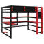Lit mezzanine avec bureau, support de rangement latéral, tablettes multiples-929341874