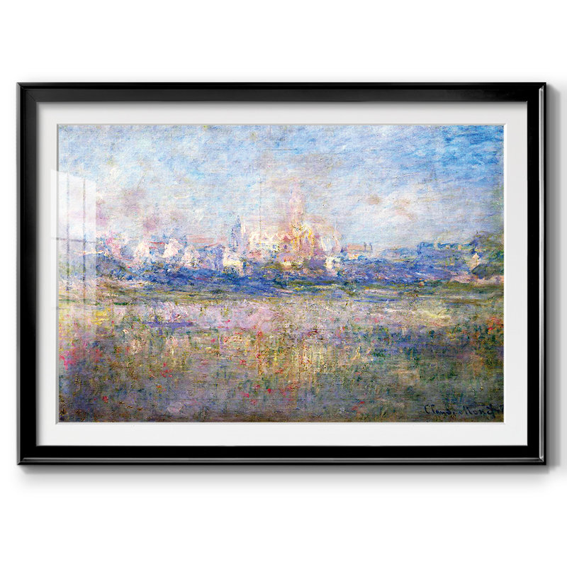 "Vétheuil dans le brouillard", impression sur papier par Claude Monet, Noir, H 15 po x l 21 po x P 1,5 po