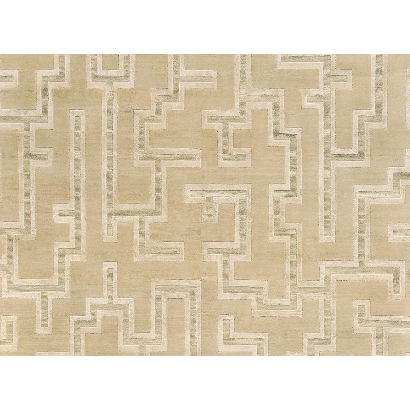 Geometric Area Rug in Cream/Butter/Gray, Rectangle 9' x 12'