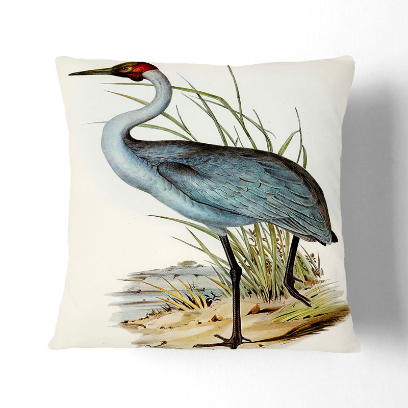 Australian Crane Square Throw Cushion, 40 x 40 cm, White