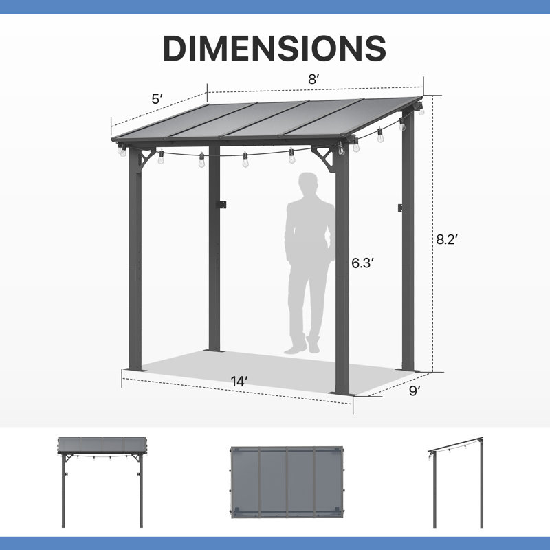 8 pi L 5 pi. Pergola en aluminium