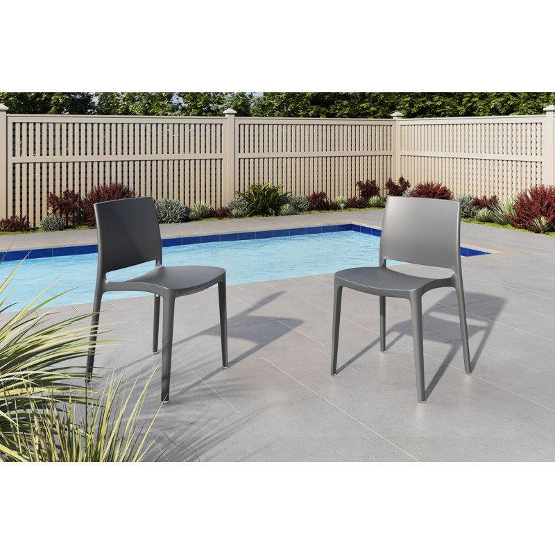 Chaise d'appoint empilable Auni, Gris foncé