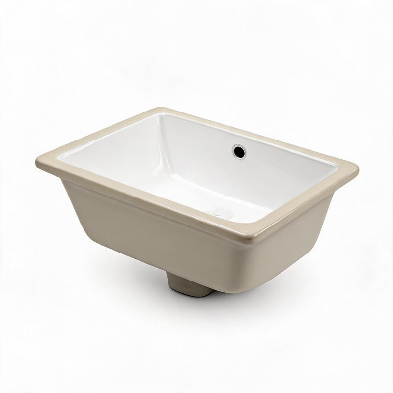 Lavabo de salle de bain rectangulaire en céramique blanc laiteux de 40 cm (16 pouces) à encastrer sous plan avec trop-plein