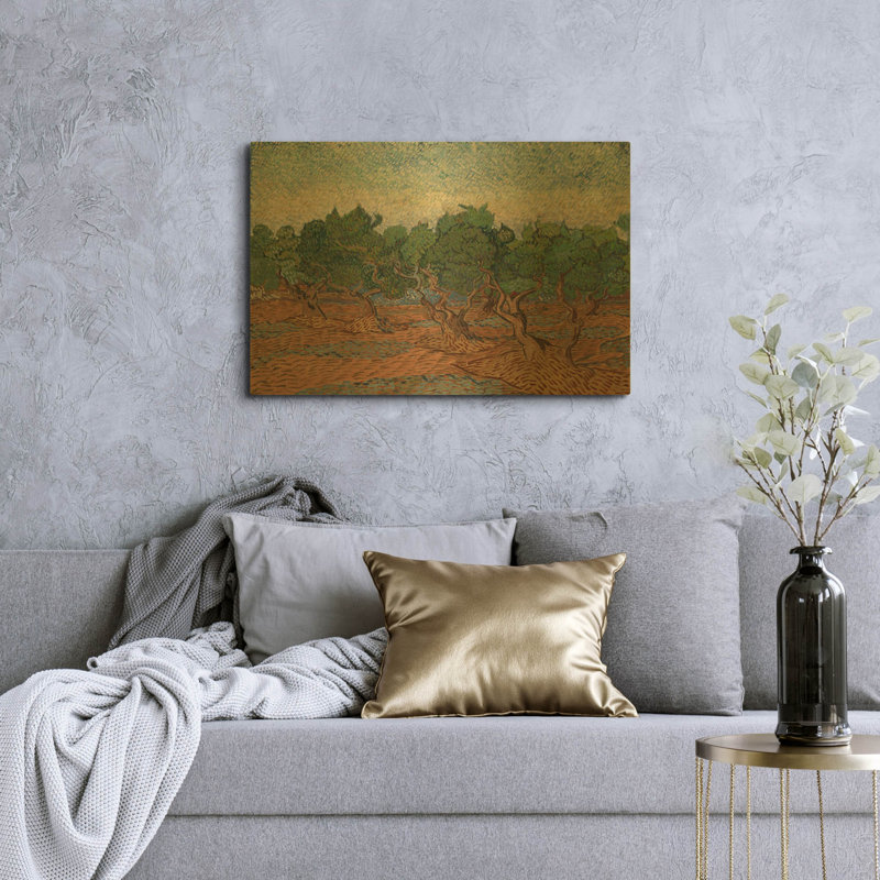 «Olive Grove II» par Vincent Van Gogh, art mural en métal doré, 36 po x 24 po, 36"x24"