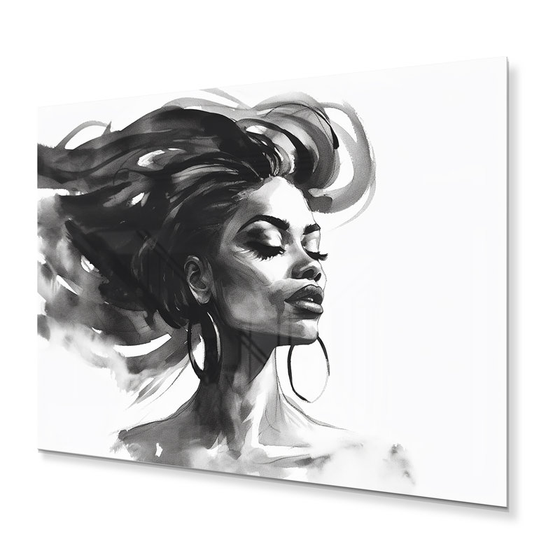 Femme afro-américaine Pierce IV - mode femme, art mural en métal, salon, H 24 po x l 32 po x P 1 po