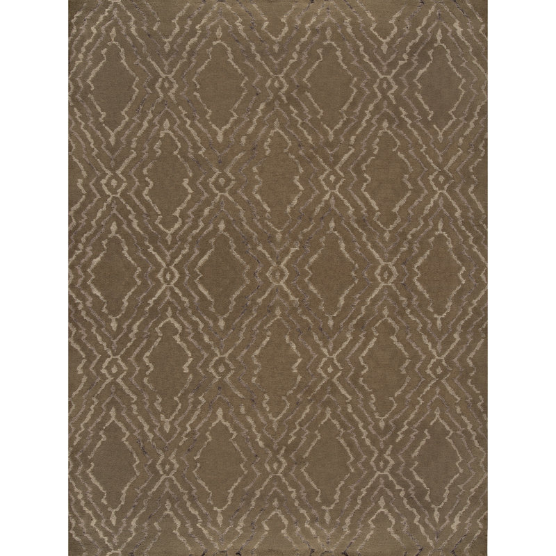 Geometric Area Rug in Dark Brown/Cream, Rectangle 6' x 9'