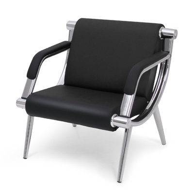 Modern Upholstered Accent Chair with Ergonomic Curved Backrest and Metal Frame