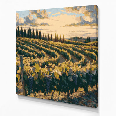 «Farm Grape Vines», art mural sur toile grise