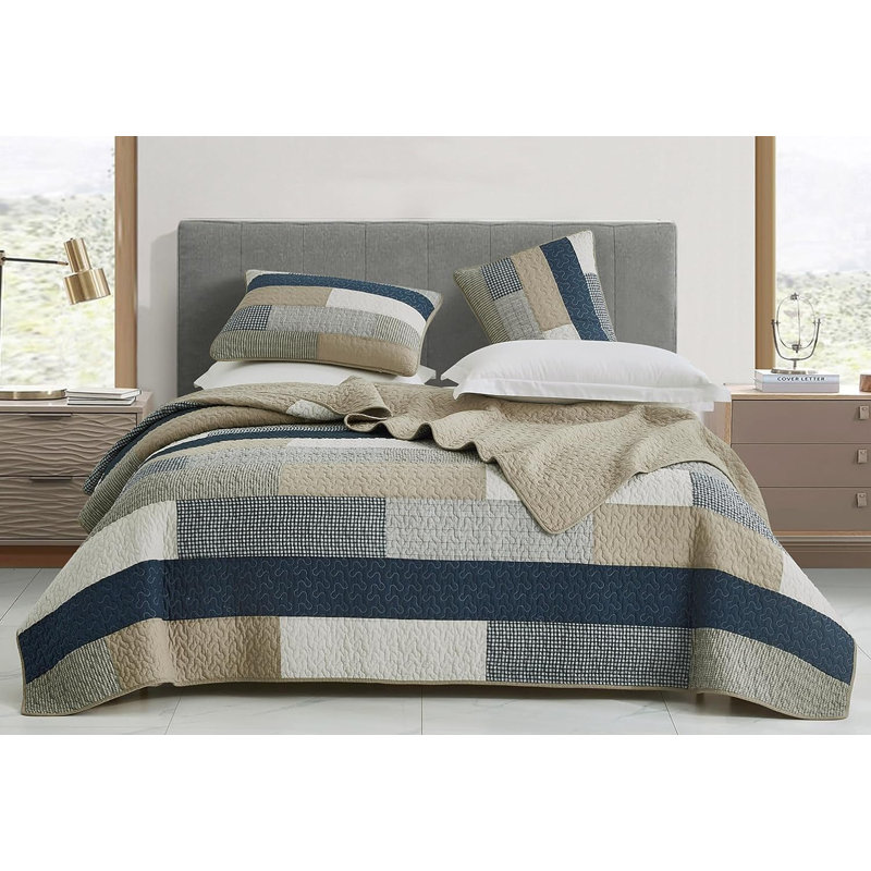 Dylan Cotton Patchwork Quilt Set, King Quilt + 2 King Shams