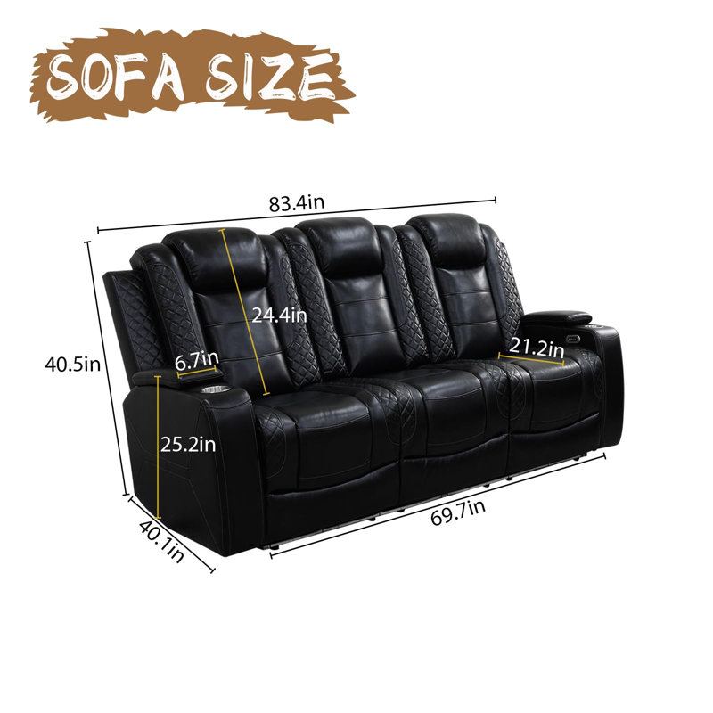 Canapé inclinable automatique en cuir Breathing, Similicuir noir