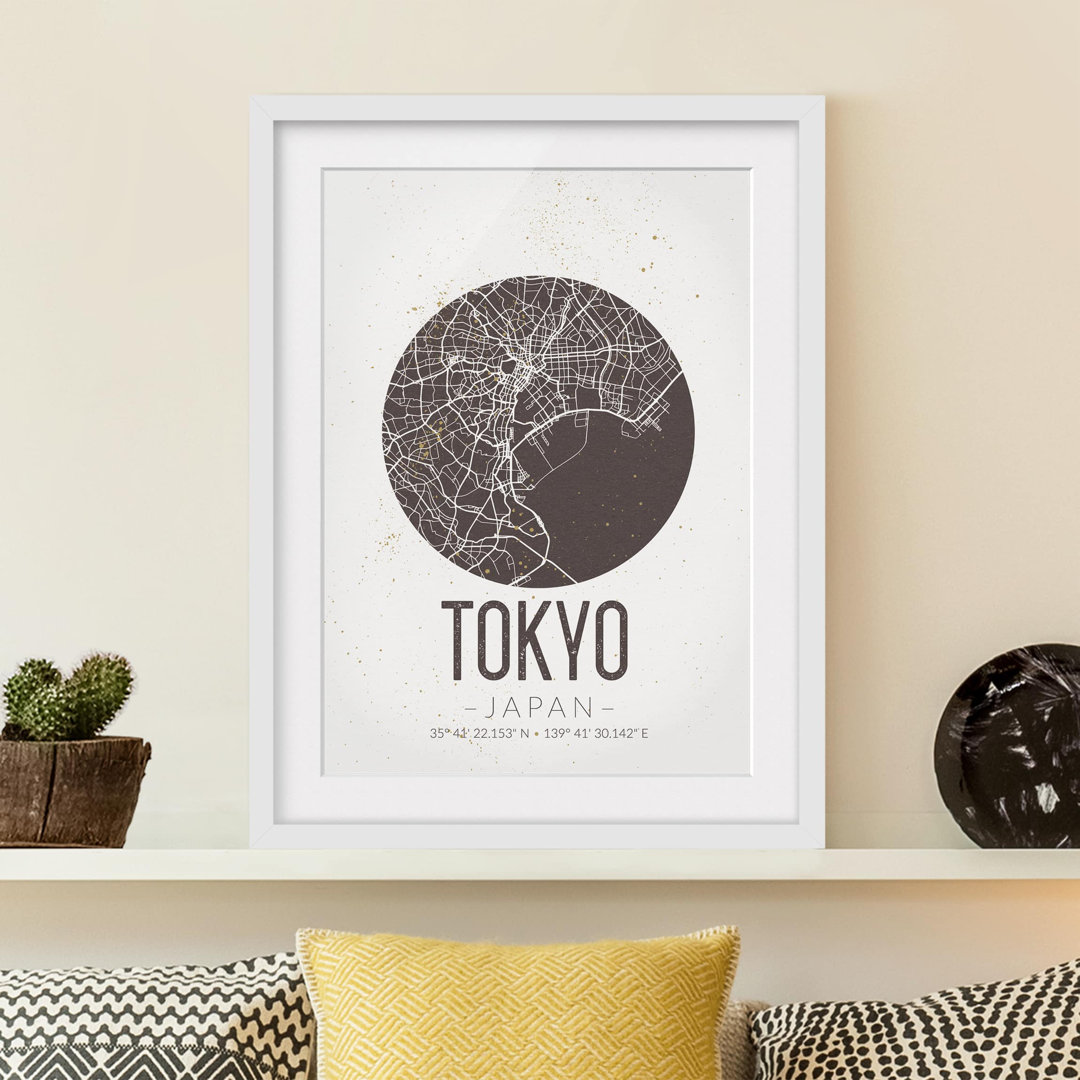 Gerahmtes Poster Tokyo Map