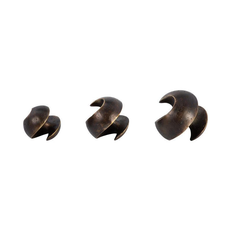  3 Pieces Kismet Spiral Deco Spheres, Bronze Resin, Elegant Home Decor Accessory