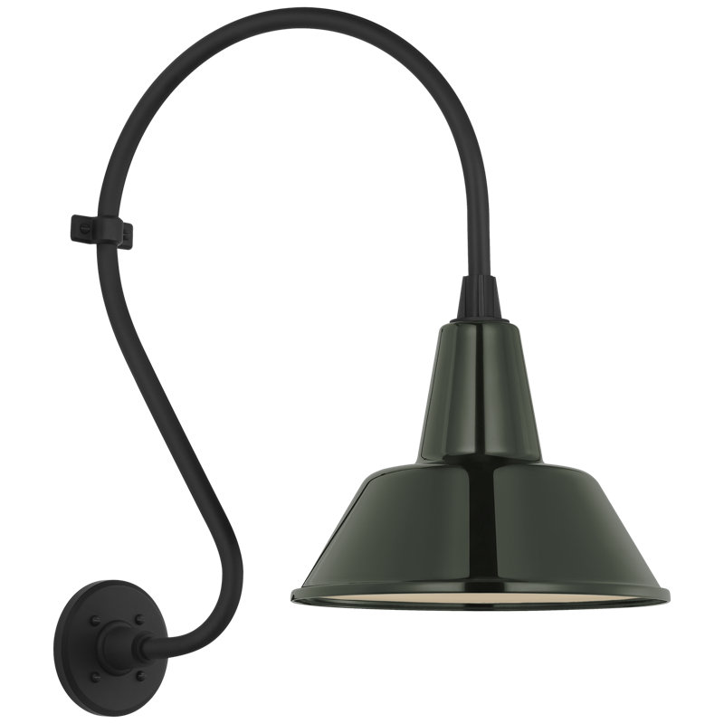 Thomas O'Brien, "Academy 15" Larrabee Barn Light in Matte Black with 16" Soft Copper Bowers Shade, 24" H x 12.5" W x 21" D