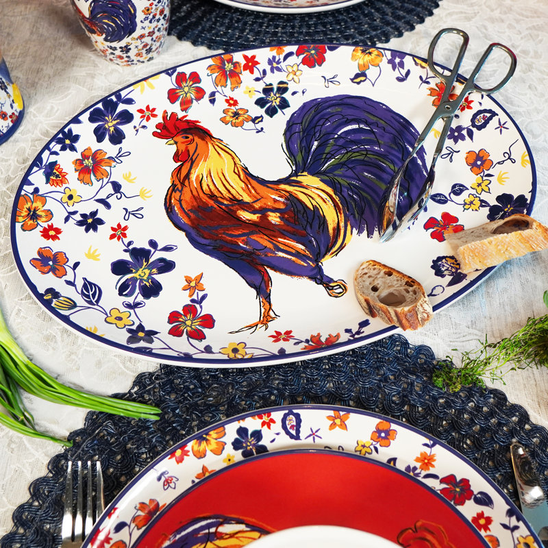 Morning Rooster Oval Platter