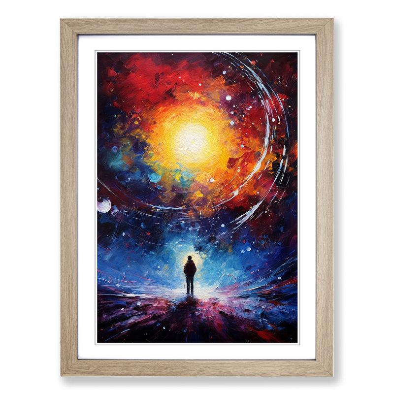 Single Picture Frame Print on Wood, 46cm H x 34cm W, Oak Framed