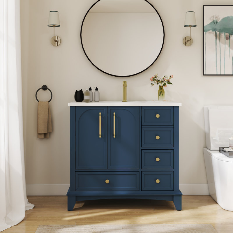 Meuble-lavabo 36 po, meuble de rangement Farmhouse, Bleu
