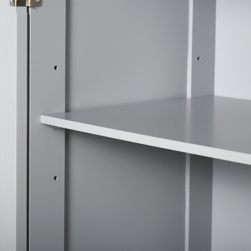 Armoire de rangement de salle de bain - Gris, 2 portes et tiroirs avec tablette réglable, autoportante pour la salle de bain, structure, eau, offre suffisamment de serviettes et de produits d'hygiène Armoire de plancher grise, portes, cadre