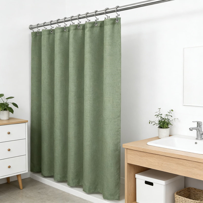 Ensemble de rideau de douche 3 en 1 avec doublure et crochets, rideau de douche en tissu imperméable pour salle de bain, solution de salle de bain complète avec doublure magnétique pour un confinement supérieur de l'eau