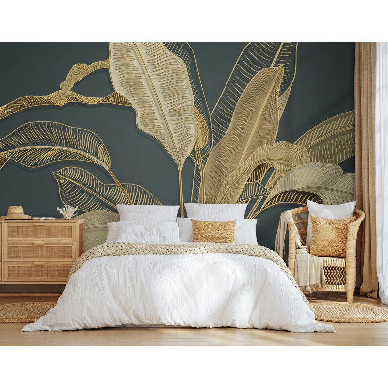 Big Autumn Leaves Modern Design Removable Wallpaper, 9" L x 15" W