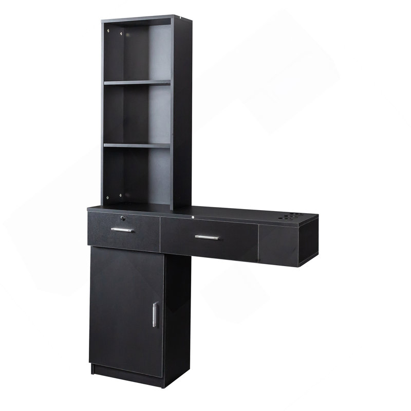 Modern Simple Hair Desk, Multi-Layer Storage, Large Storage Space, Black