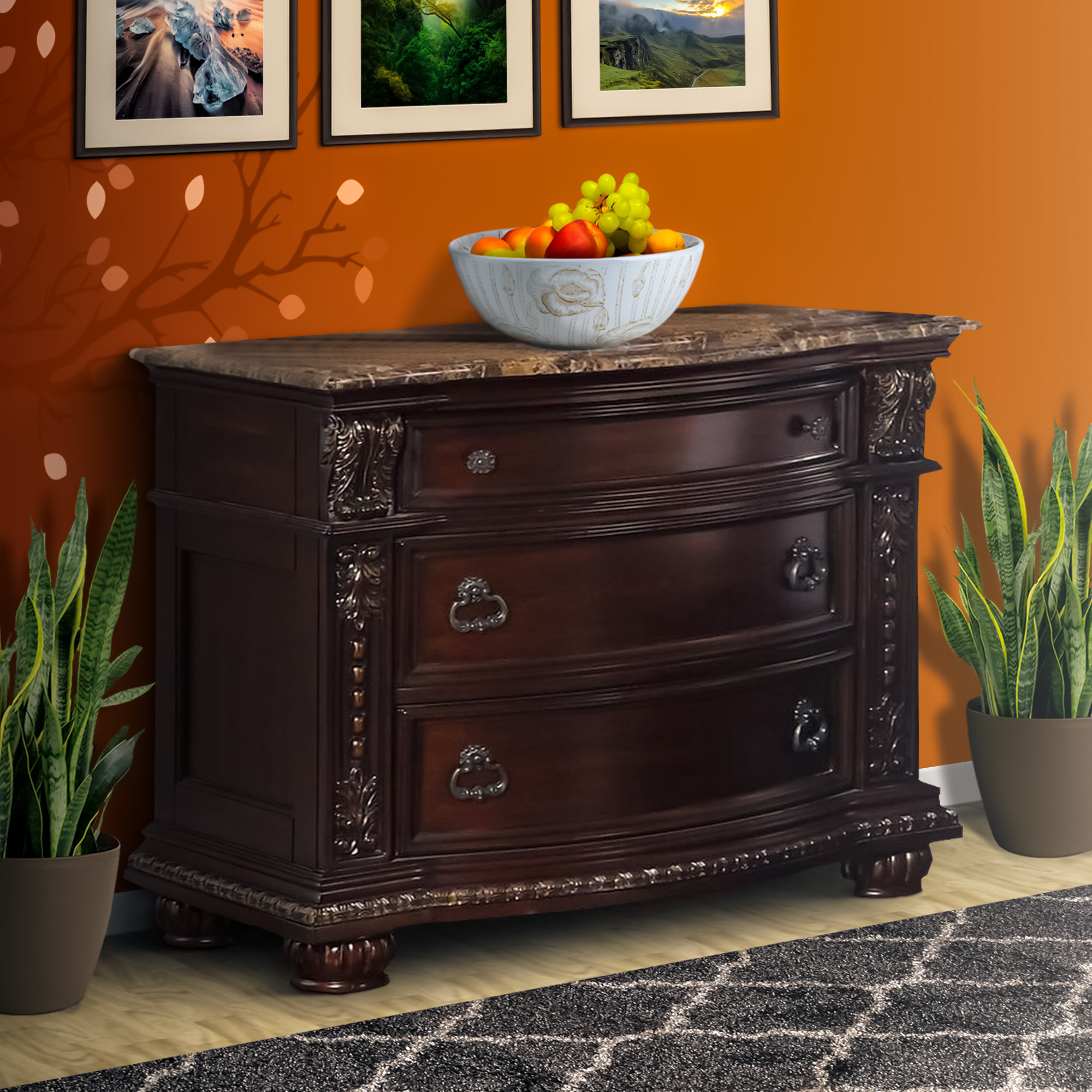 Astoria Grand Hamlett 3 - Drawer Solid Wood Nightstand in Brown | Wayfair