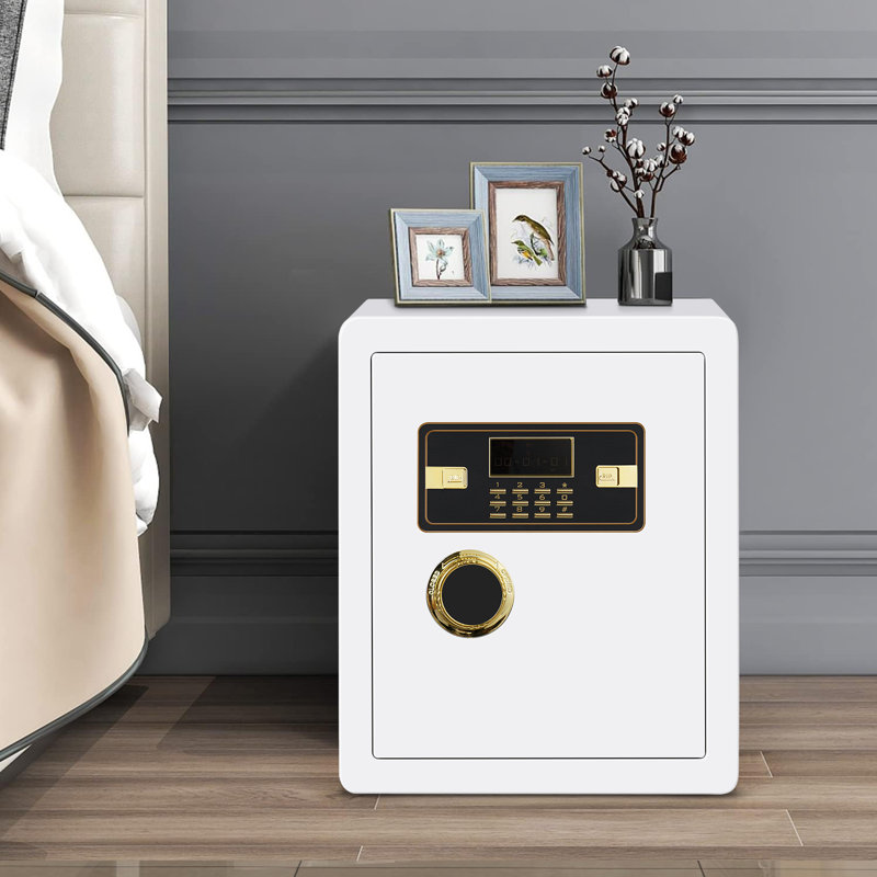 Digital Keypad Depository Safe with Dual-Lock Safe, White