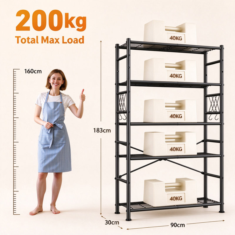 90 cm W Steel Shelving Unit, 5-Tier 90W*30D*183H