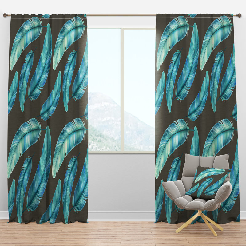 Panneau de rideau simple semi-diaphane avec passe-tringle Southwestern Feathers, l 52 po x L 120 po