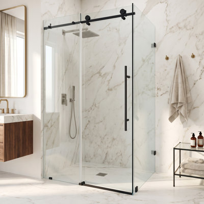 Elan E-class 46" W x 34" D x 76" H Sliding Frameless Shower Enclosure with 3/8" Clear Glass