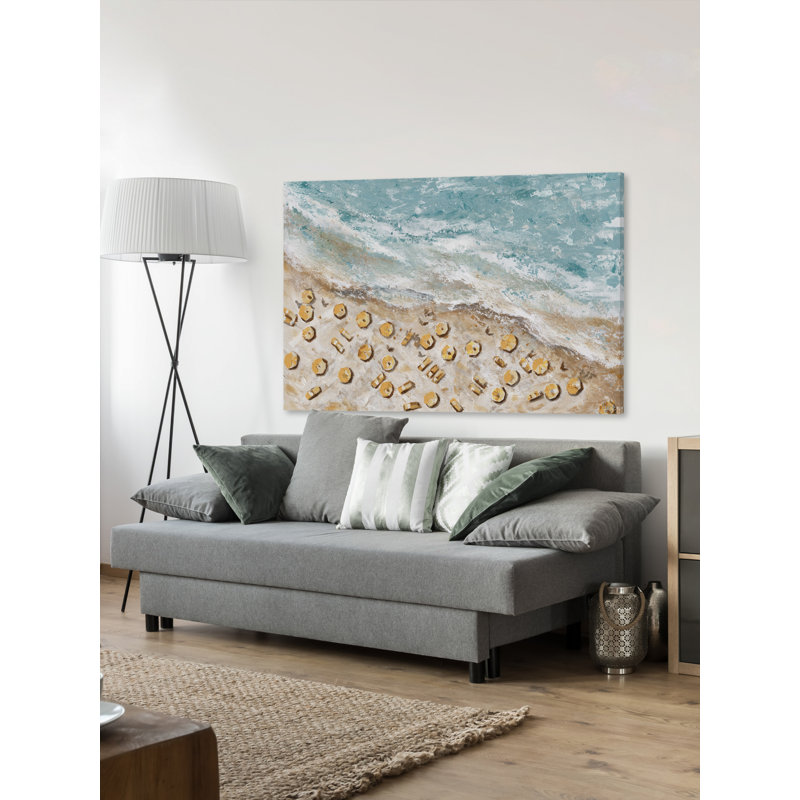 «Beach Sun Shade» par Eyre Tarney - peinture sur toile tendue, H 12 po x l 18 po x P 1,5 po