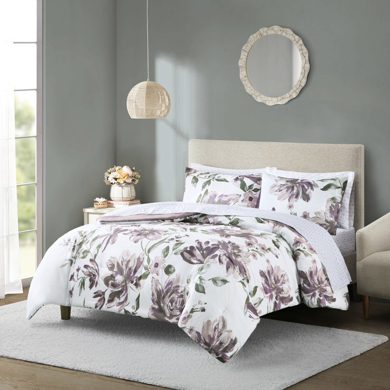 Édredon moderne avec mauve et microfibre taupe