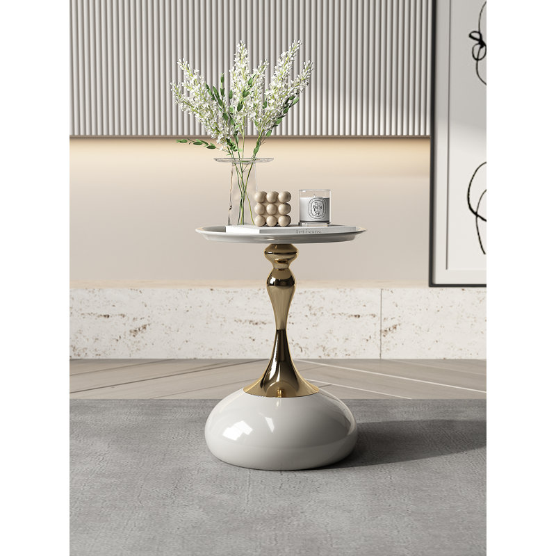 Modern Side Table with Weighted Base, Scratch-Resistant & Nano-Coated Finish - Versatile Accent Table for Living Room, Bedroom, Balcony
