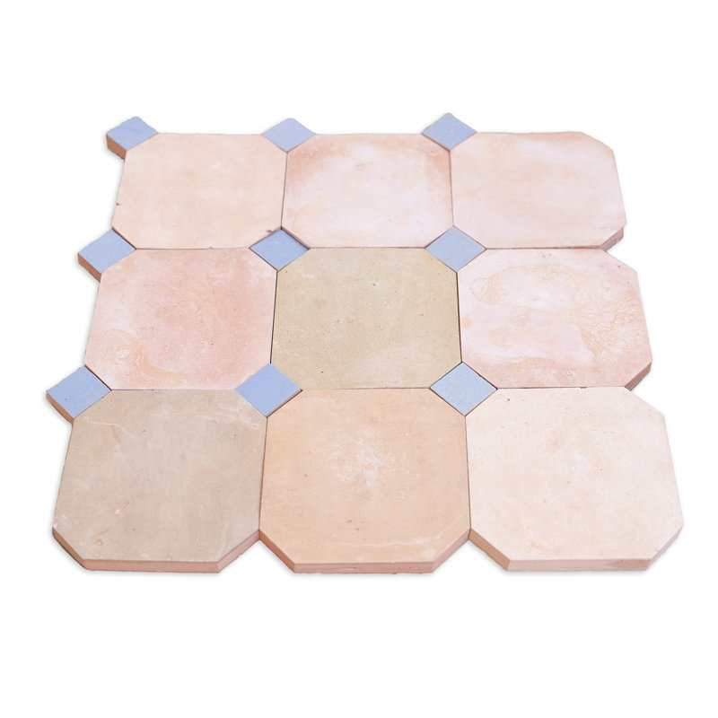 Panneaux contemporains en zellige 12 po x 12 po x 1/2 po, Terre cuite / bleu cendré