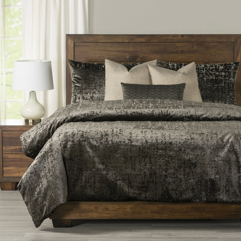Crushed Velvet Duvet Cover and Insert Set, Brunette, Cal. King Duvet + 6 Additional Pieces