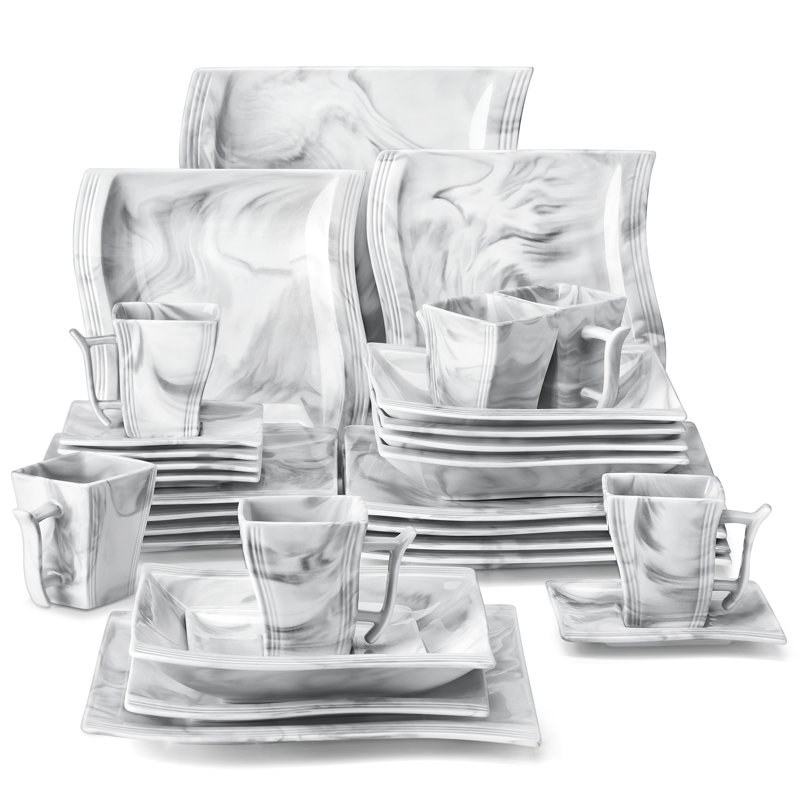 Piece Porcelain China Dinnerware Set - Service for 6