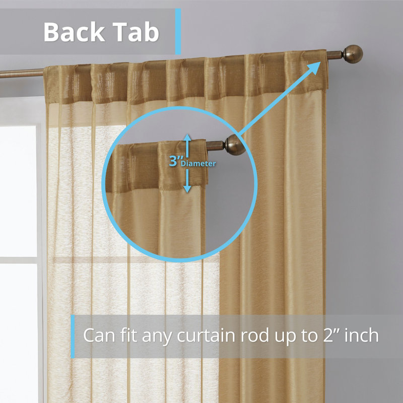 Lauren Semi Sheer Curtain Pair, Gold, 54" W x 84" L