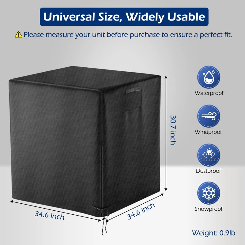 34” Waterproof Air Conditioner Cover, Square Air Conditioner Covers For Outside Units Central AC Winter, 210D Oxford Cloth