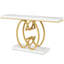 Modern Faux Marble Console Table With Gold Geometric Base For Elegant And Functional Home Decor