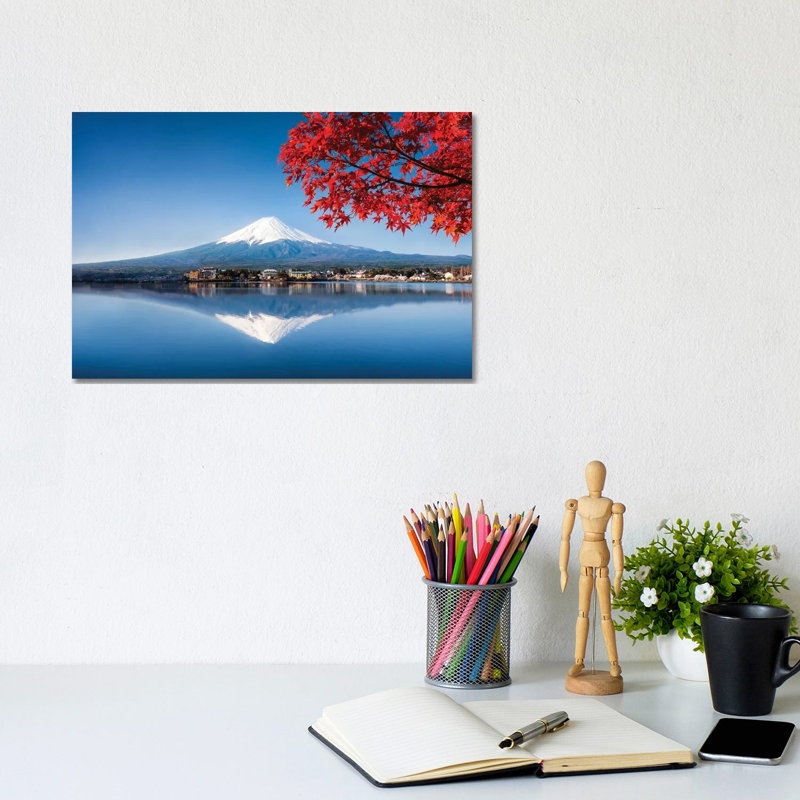 Mount Fuji At Lake Kawaguchiko In Autumn, Yamanashi Prefecture, Japan by Jan Becke - Wrapped Canvas Print