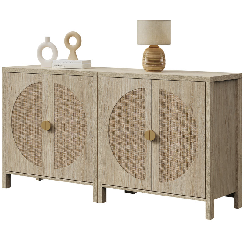 Rattan Sideboard With 2 Doors And Adjustable Shelves
